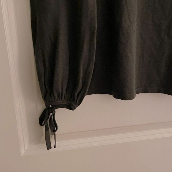 Cullen Hunter Green Button Up Mock Neck Pleated Front Tie Cuff Sweater Size S - Picture 6 of 8